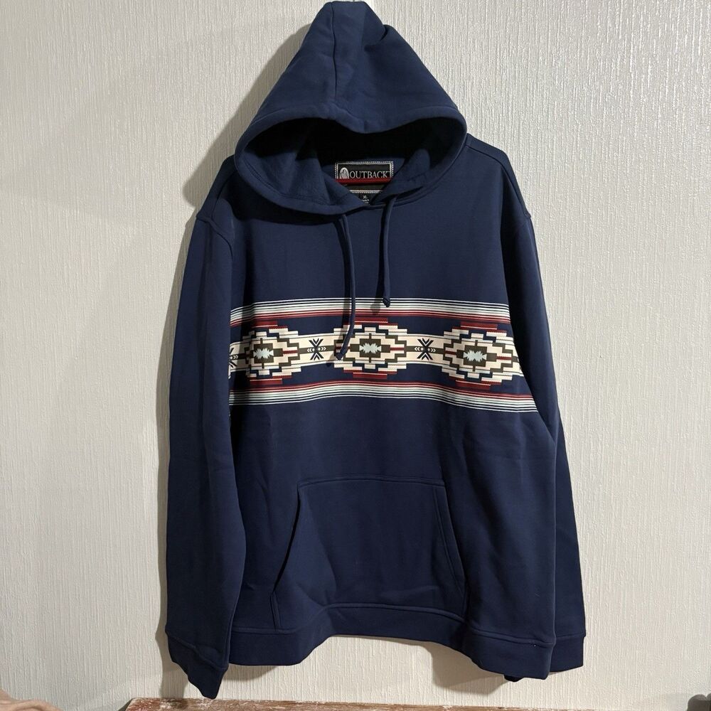 NEW Outback Trading Company Hoodie Casey Sweatshirt Geometric Blue Size XL West